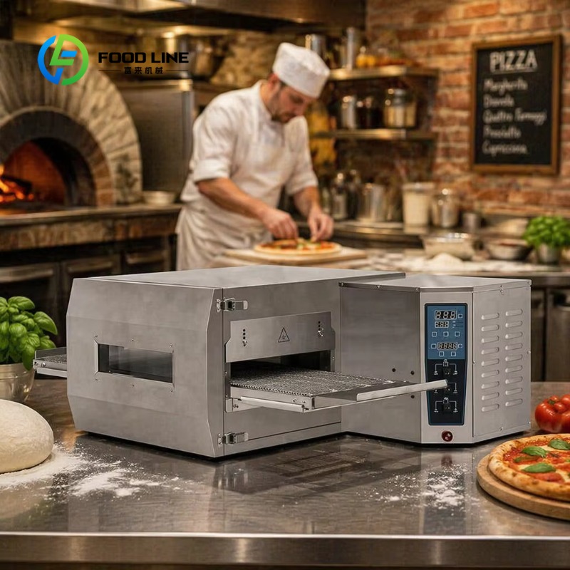 Pizza Conveyor Oven - Maßgeschneiderter kommerzieller Förderband-Pizzaofen mit Doppelbrennstoff-Bandbackstruktur für