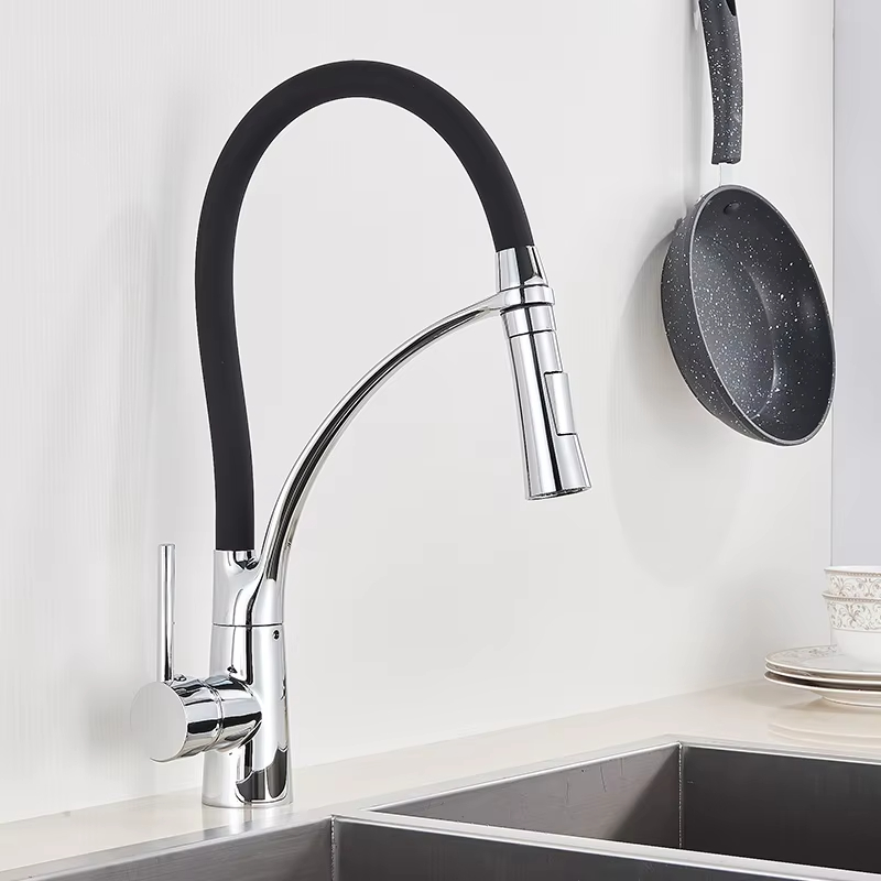 Commercial Kitchen Faucets - Küchenarmatur mit Ausziehbarer Drehfunktion, Schwarze Spültischarmatur,