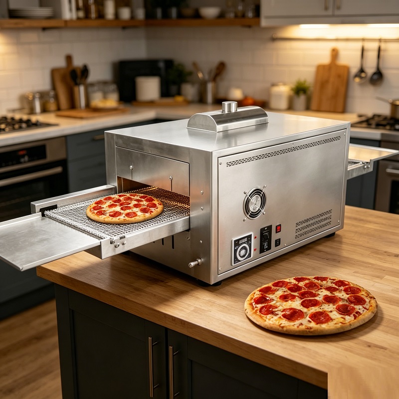 Pizza Conveyor Oven - Gewerblicher Gas-Pizzaofen mit Edelstahl-Kettenbrotbackmaschine Industrielle Förderband-Bäckereiausrüstung