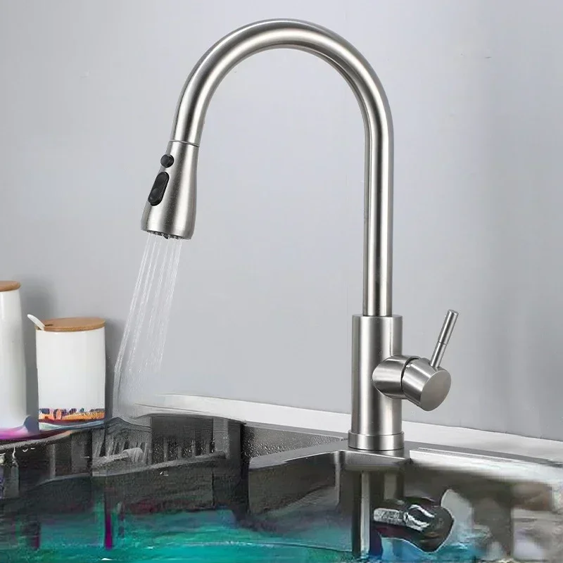 Commercial Kitchen Faucets - Küchenarmatur aus gebürstetem Nickel, Einloch-Armatur mit