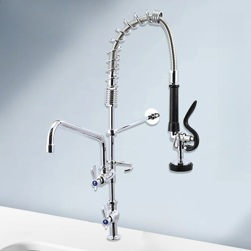 Commercial Kitchen Faucets - Gewerblicher Küchenarmatur-Mischbatterie mit Schwenkdüse, Einlochmontage, Doppelhebelgriff