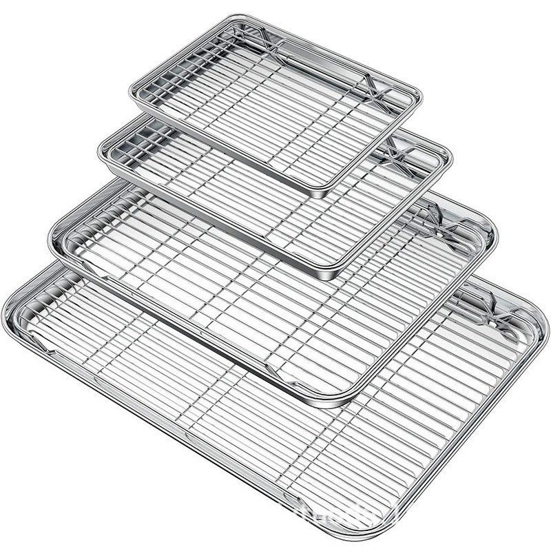 Pizza Conveyor Oven - Edelstahl-Backblech mit Drahtrost, Ofen-Bratpfanne für Kuchen,
