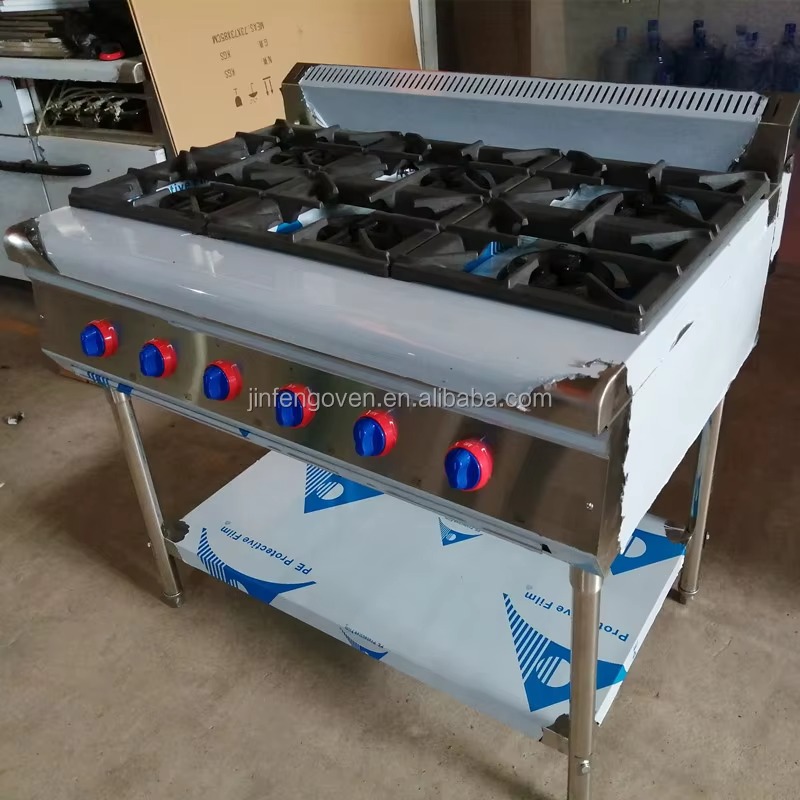 Commercial Kitchen Kitchen - Gewerbliche Küchenausstattung Professioneller 6-Brenner Gas-Kochherd Industrieller