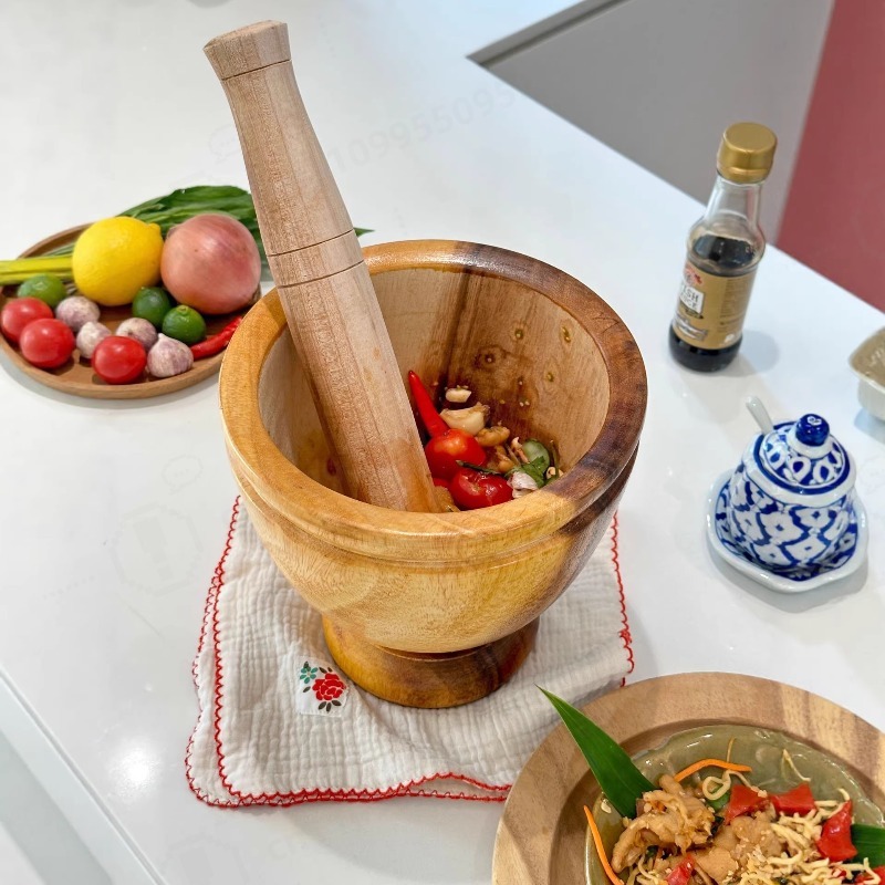 Commercial Kitchen Grinder - Mörser- und Stößel-Set aus natürlichem Akazienholz